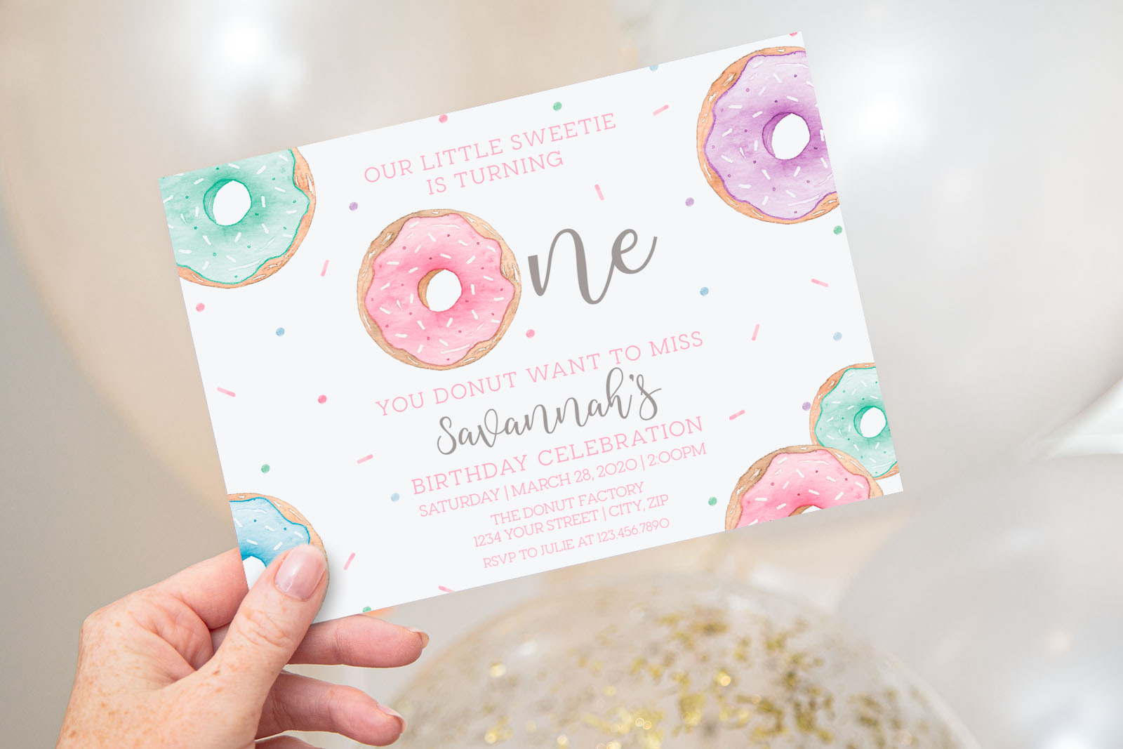 Printable Donut Birthday Invitation - Anna &amp; Ivey Design Co
