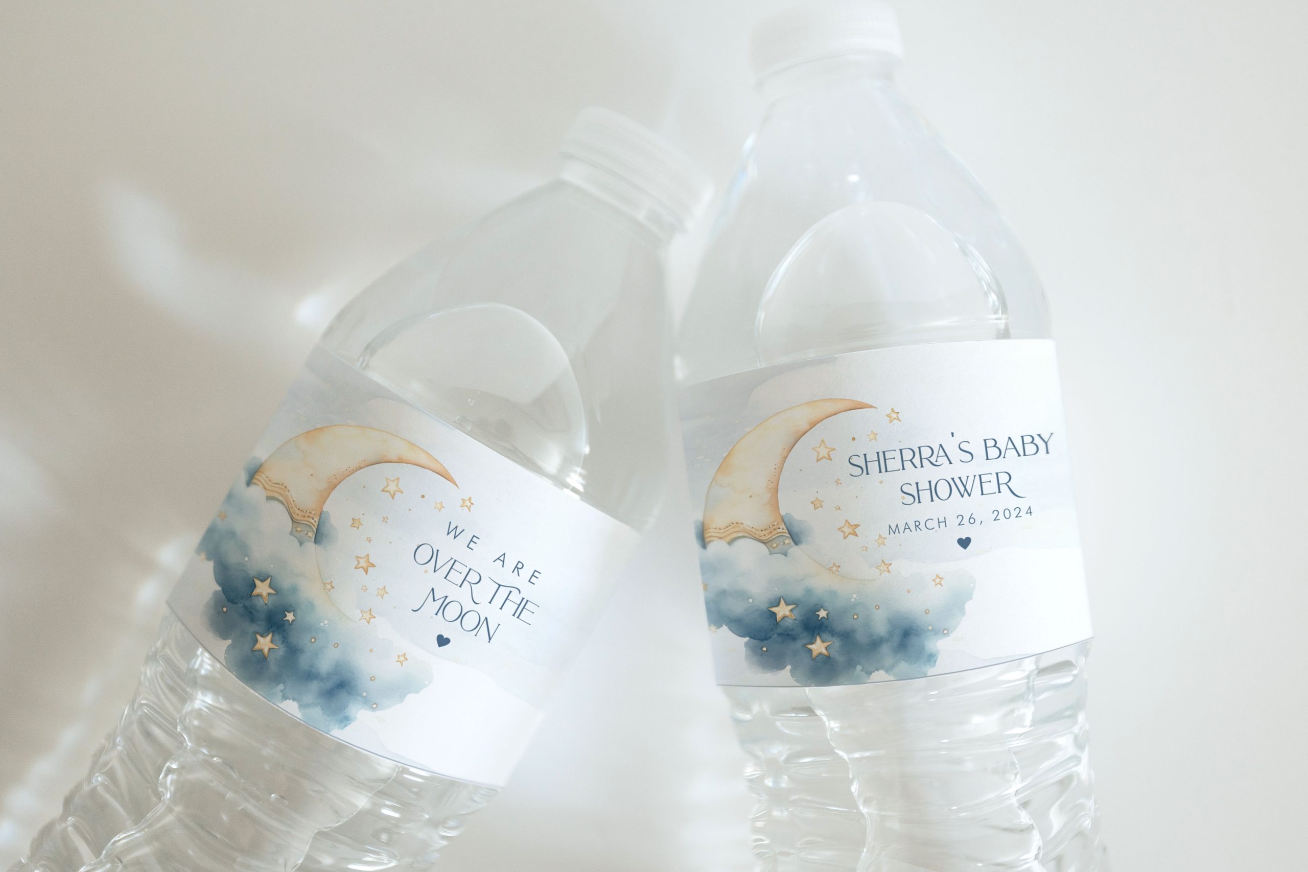 Printable Over the Moon Drink Labels- Blue - Anna & Ivey Design Co