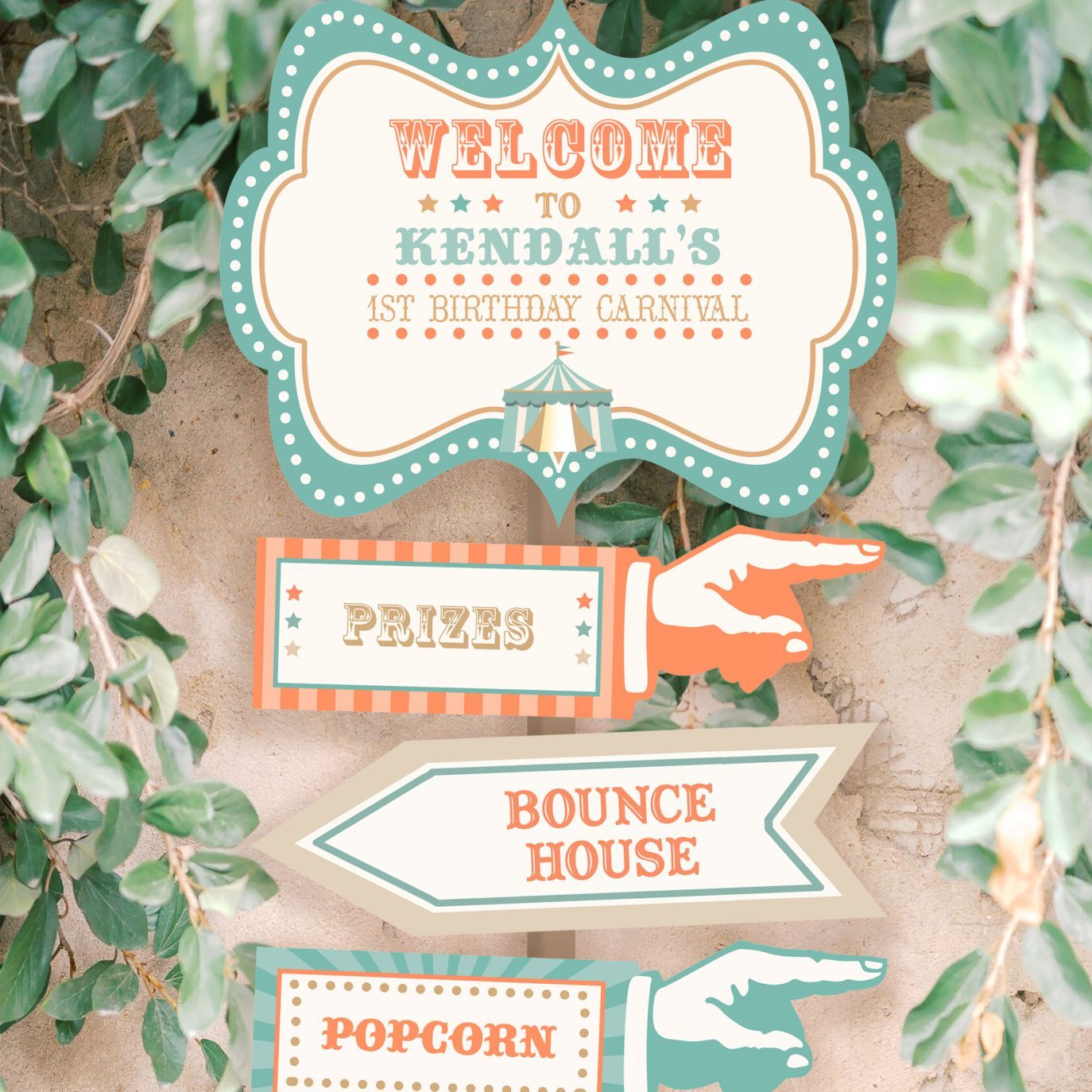 Printable Blue Boho Circus Directional Signs - Anna & Ivey Design Co